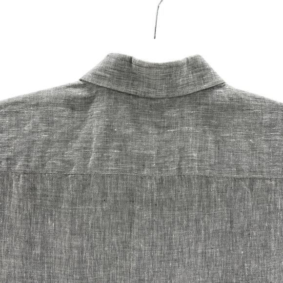 CALIBRATE Mens Gray 100% Linen Slim Fit Short Sleeve Casual Button Up Shirt M - Picture 8 of 8